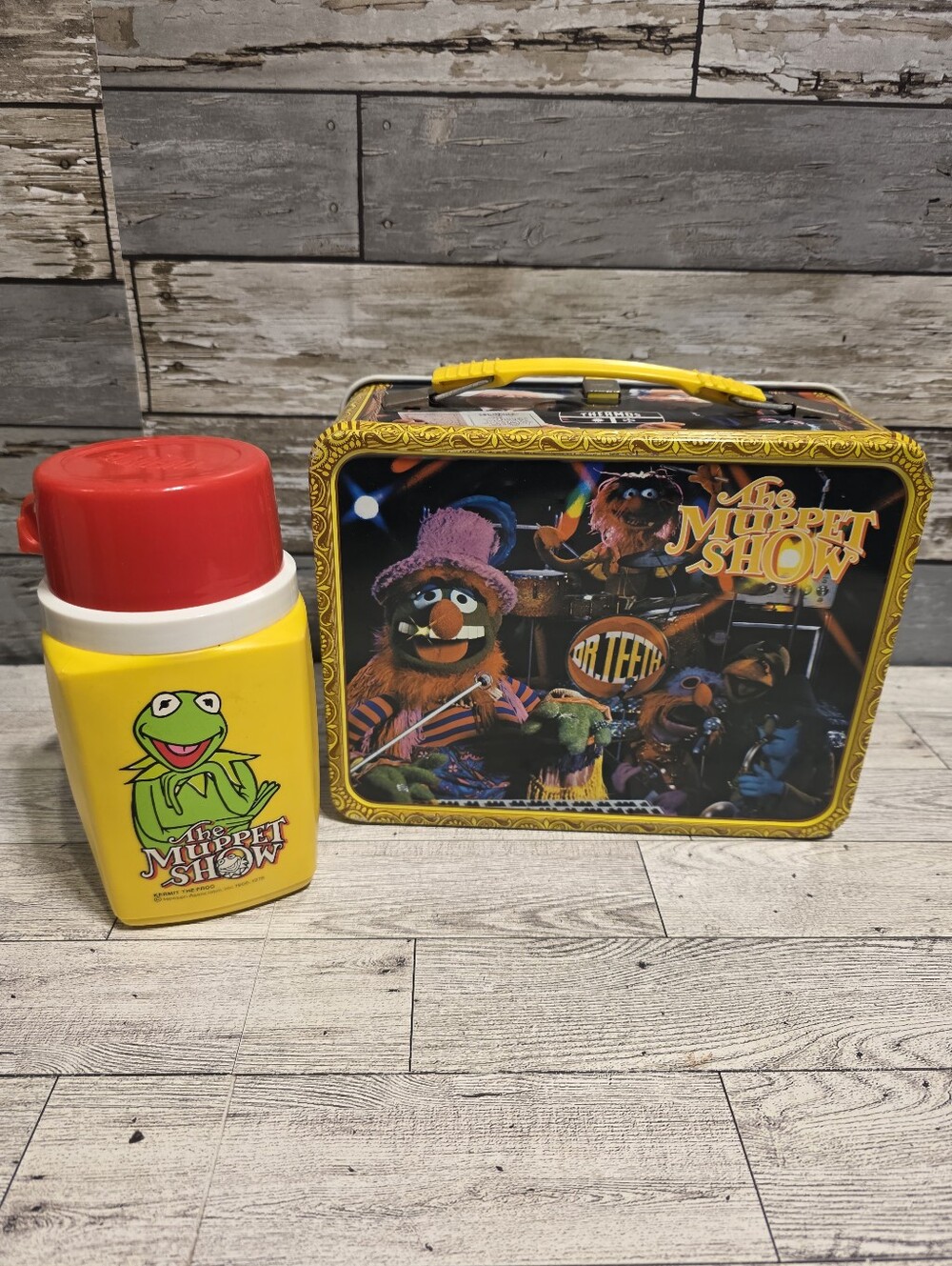 Vintage Muppets Kids Lunchbox and Thermos Set - Yellow/Red